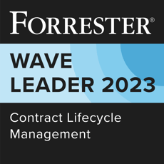 Leader Badge | The Forrester Wave™, Contract Lifecycle Management, Q2 2023